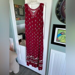Old navy xl red paisley boho maxi dress
